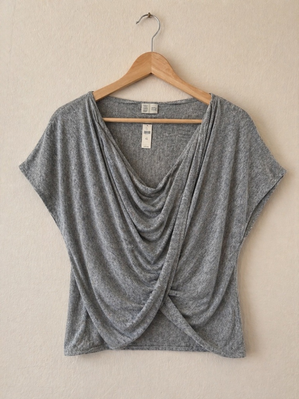 Anthropologie Saturday Sunday Womens Gray Draped Top Size One Size Cowl Neck NWT